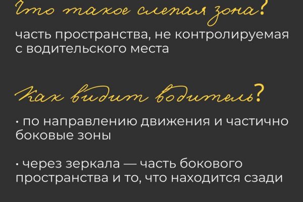 ИНФОРМАЦИОННЫЕ КАРТЫ, НАПОМИНАЮЩИЕ О СЛЕПЫХ ЗОНАХ АВТОМОБИЛЕЙ