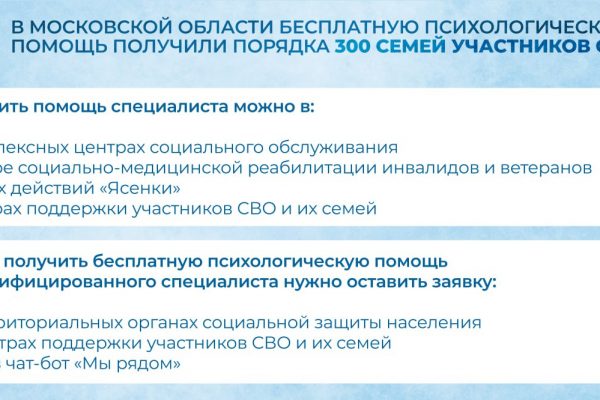 В Московской области бесплатную психологическую помощь получили порядка 300 семей участников СВО